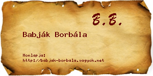 Babják Borbála névjegykártya